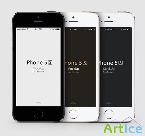 iPhone 5S 3 Colors Mock-up PSD