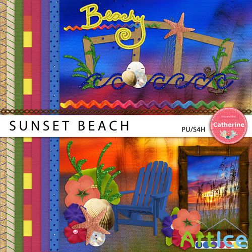 Scrap Kit - Sunset Beach PNG and JPG Files