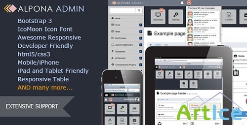 ThemeForest - Alpona - A Clean Responsive Flat B3 Admin Template - RIP