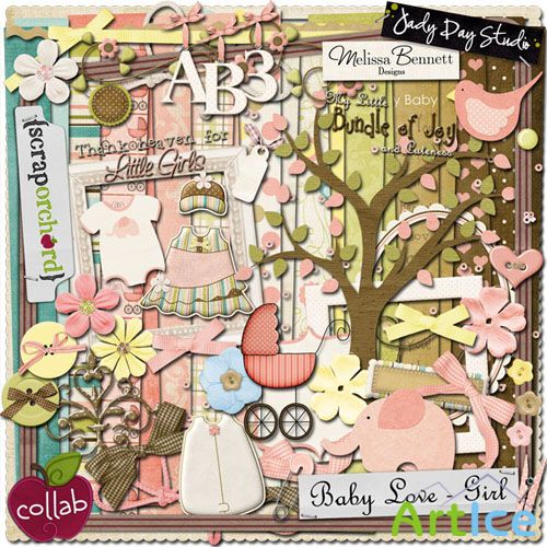 Scrap Set - Baby Love - Girl PNG and JPG Files