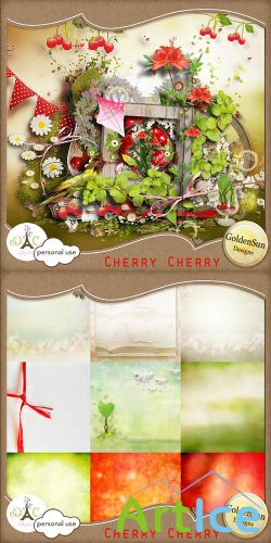 Scrap Kit - Cherry Cherry PNG and JPG FIles