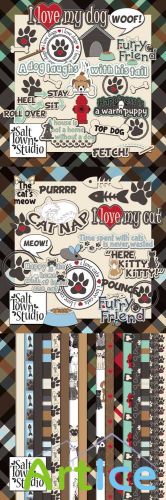 Scrap Set - I Love My Dog and Cat PNG and JPG Files