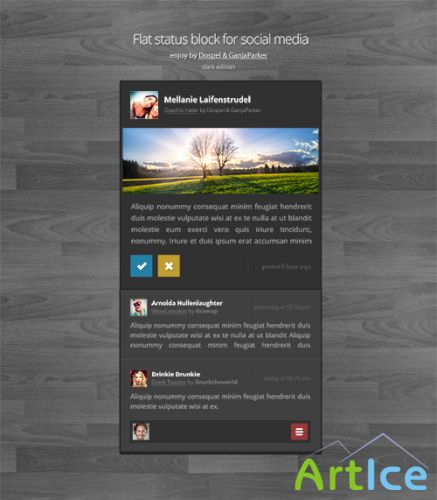 PSD Web Design - Flat status block dark edition