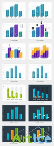 Bar Charts Infographic Elements