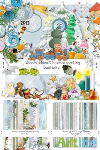 Scrap Set - Christmas Sparkling PNG and JPG Files