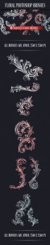 Designtnt - Engraved Floral Photoshop Brushes