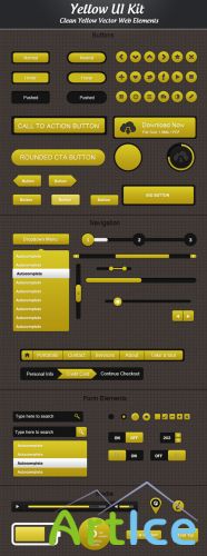 Yellow Web User Interface PSD Elements