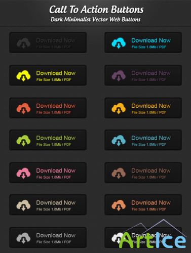 Dark Vector Call to Action Buttons PSD Template