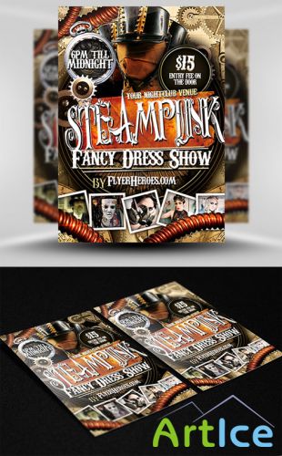 Steampunk Flyer Template PSD