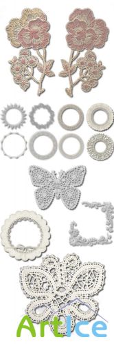 Lace Frames Corners Butterfly PNG Files