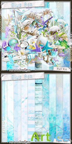 Scrap Set - Blue Sea PNG and JPG Files