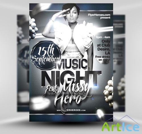 Music Night Flyer PSD Template