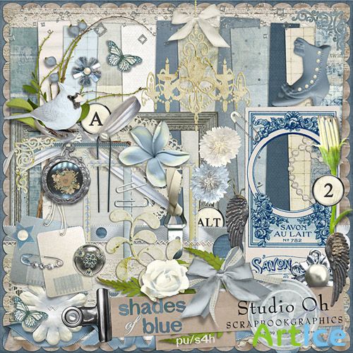 Scrap Set - Shades of Blue PNG and JPG Files