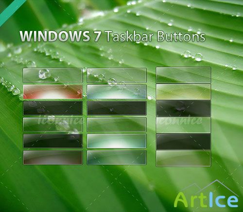 Windows7 Taskbar Button PSD Template