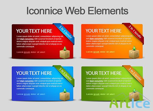 Four Colour Web Elements PSD