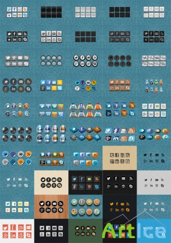 50 Social Icons Templates PSD