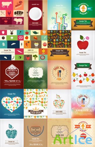 20 Food Vector Backgrounds Set 2