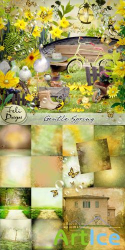 Scrap Set - Gentle Spring PNG and JPG Files