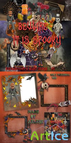 Scrap Set - Beware! It Is Spooky PNG and JPG Files