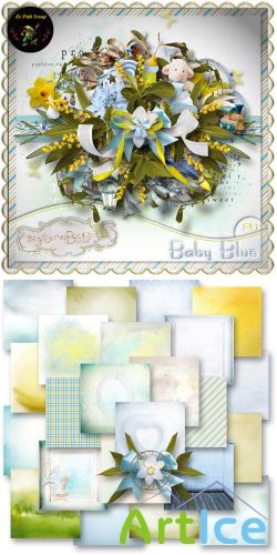 Scrap Kit - Baby Blue PNG and JPG Files