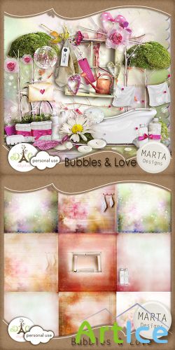 Scrap Set - Bubbles & Love PNG and JPG Files