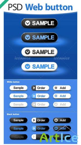 Blue Web Buttons PSD Template