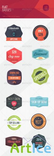 GraphicRiver - 12 Flat Sweet Marketing Badges 5435604