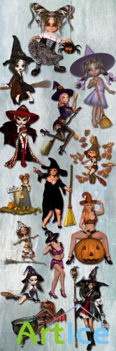 The eve of Halloween Witches PNG and JPG Files