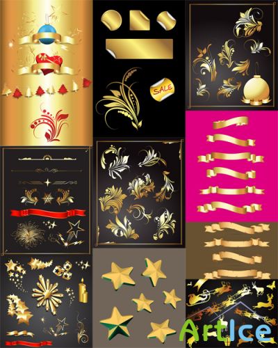 Vector Set - Golden Design Elements