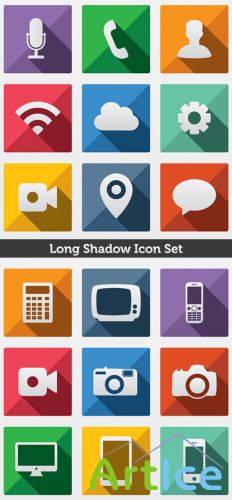 Long Shadow Vector Icons Set