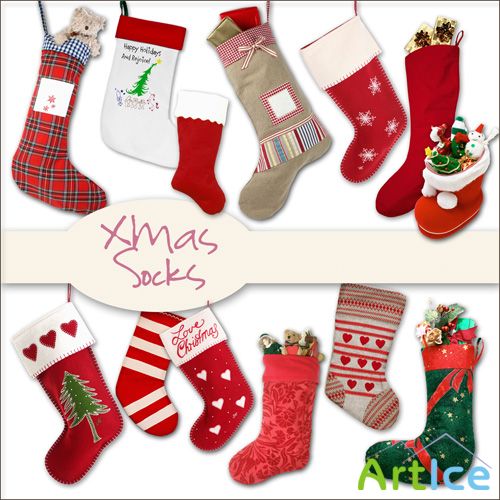 Scrap Set - Xmas Socks PNG and JPG Files