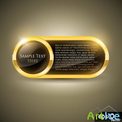 Glossy Gold Oblong Vector Frame