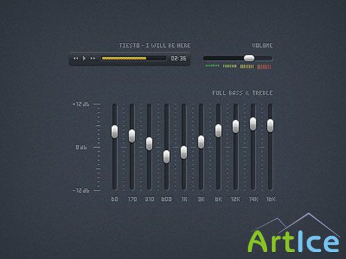 Mini Music Player Interface PSD Template