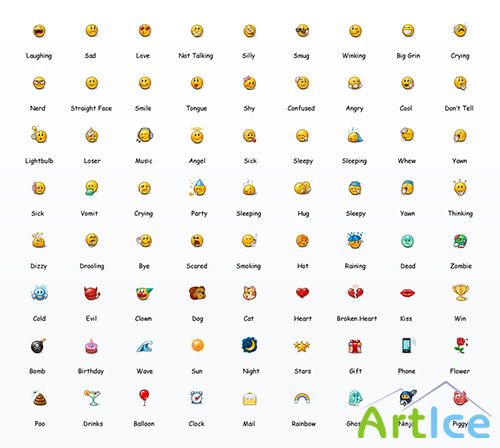 72 Emoticons Smilies Icons Set