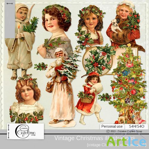 Vintage Christmas Illustration PNG Files