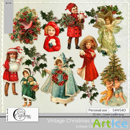 Vintage Christmas Illustration 3 PNG Files