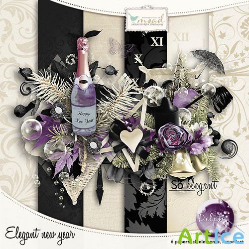 Scrap Set - Elegant New Year PNG and JPG Files