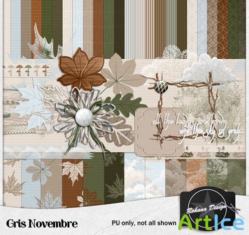 Scrap Set - Gris Novembre PNG and JPG Files