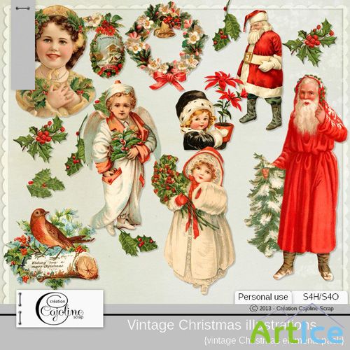 Vintage Christmas Illustration 4 PNG Files