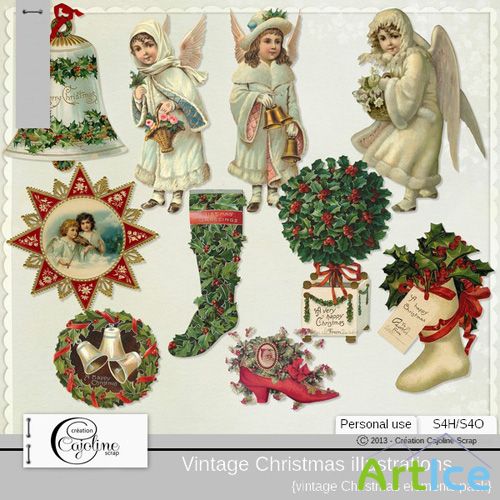 Vintage Christmas Illustration 6 PNG Files