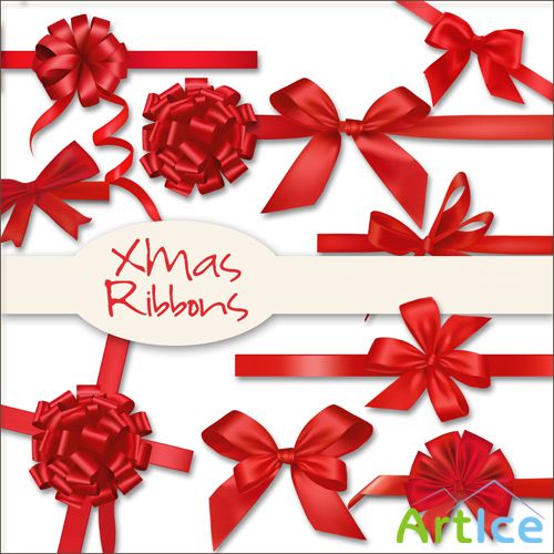 Xmas Ribbons PNG Files