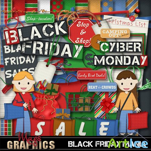 Scrap Set - Black Friday Mania PNG and JPG Files