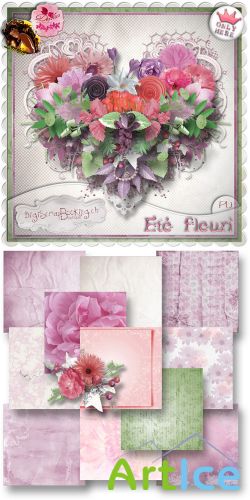 Scrap Set - Ete Fleuri PNG and JPG Files