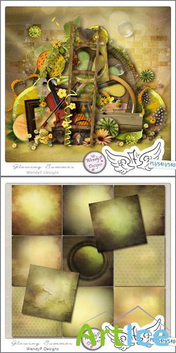 Scrap Set - Glowing Summer PNG and JPG Files