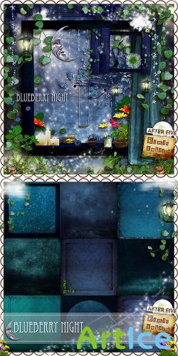 Scrap Set - Blueberry Night PNG and JPG Files