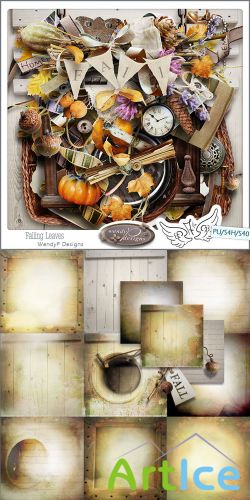 Scrap Kit - Falling Leaves PNG and JPG Files