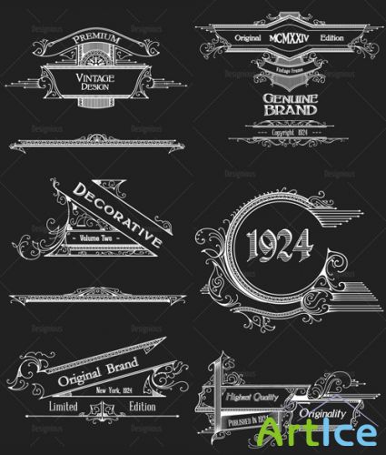 Vector Vintage Ornaments and Brushes Set 2