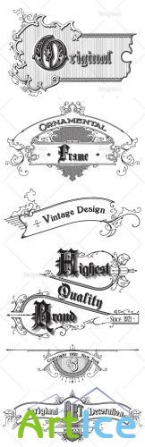 Vector Vintage Ornaments and Brushes Set 6