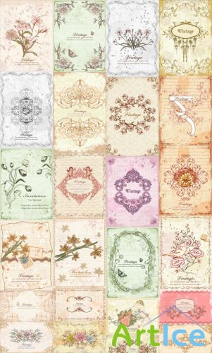 25 Vector Vintage Floral Illustrations Set 1