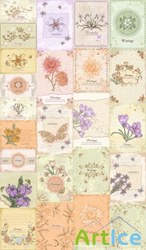 25 Vector Vintage Floral Illustrations Set 2